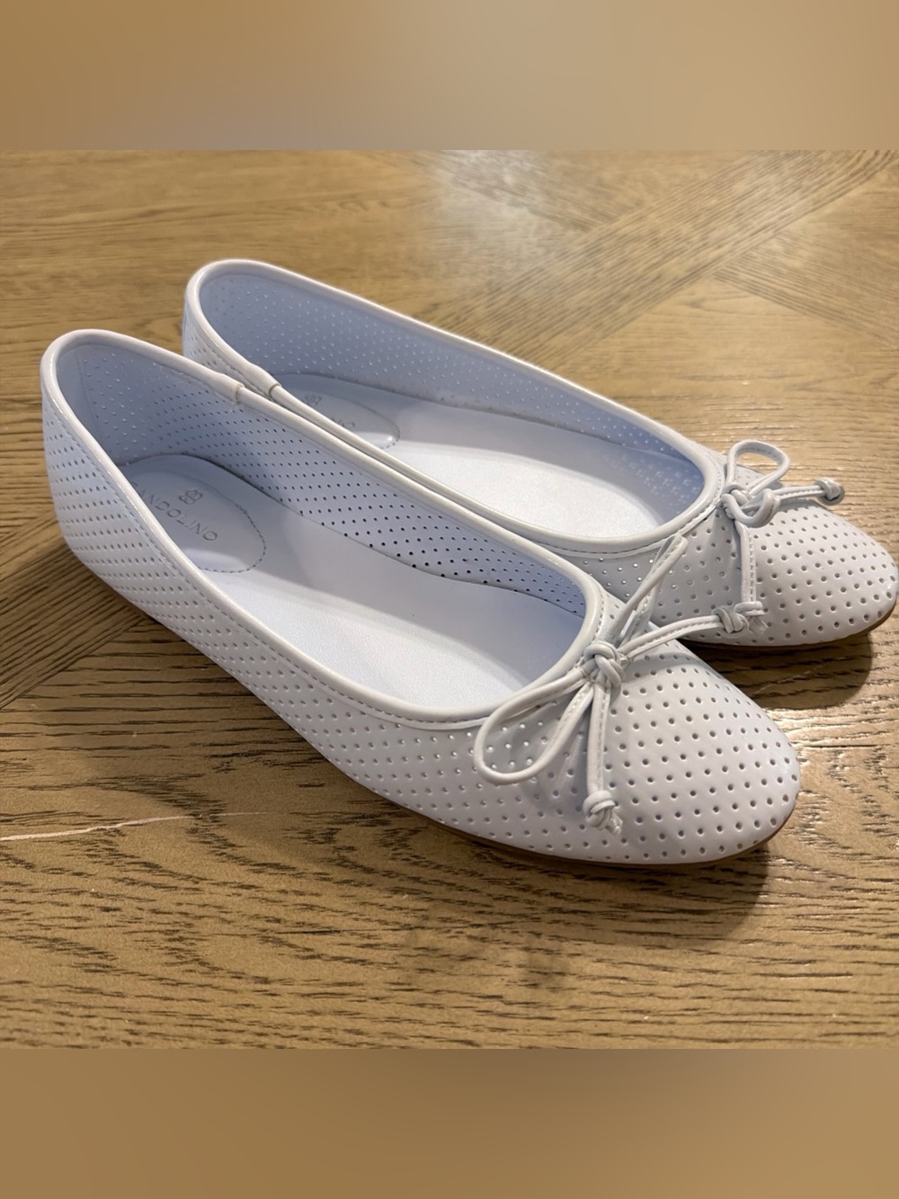 Bandolino Homebet Bow Flat Blue Faux Leather Ballet Flats Womens Size 7